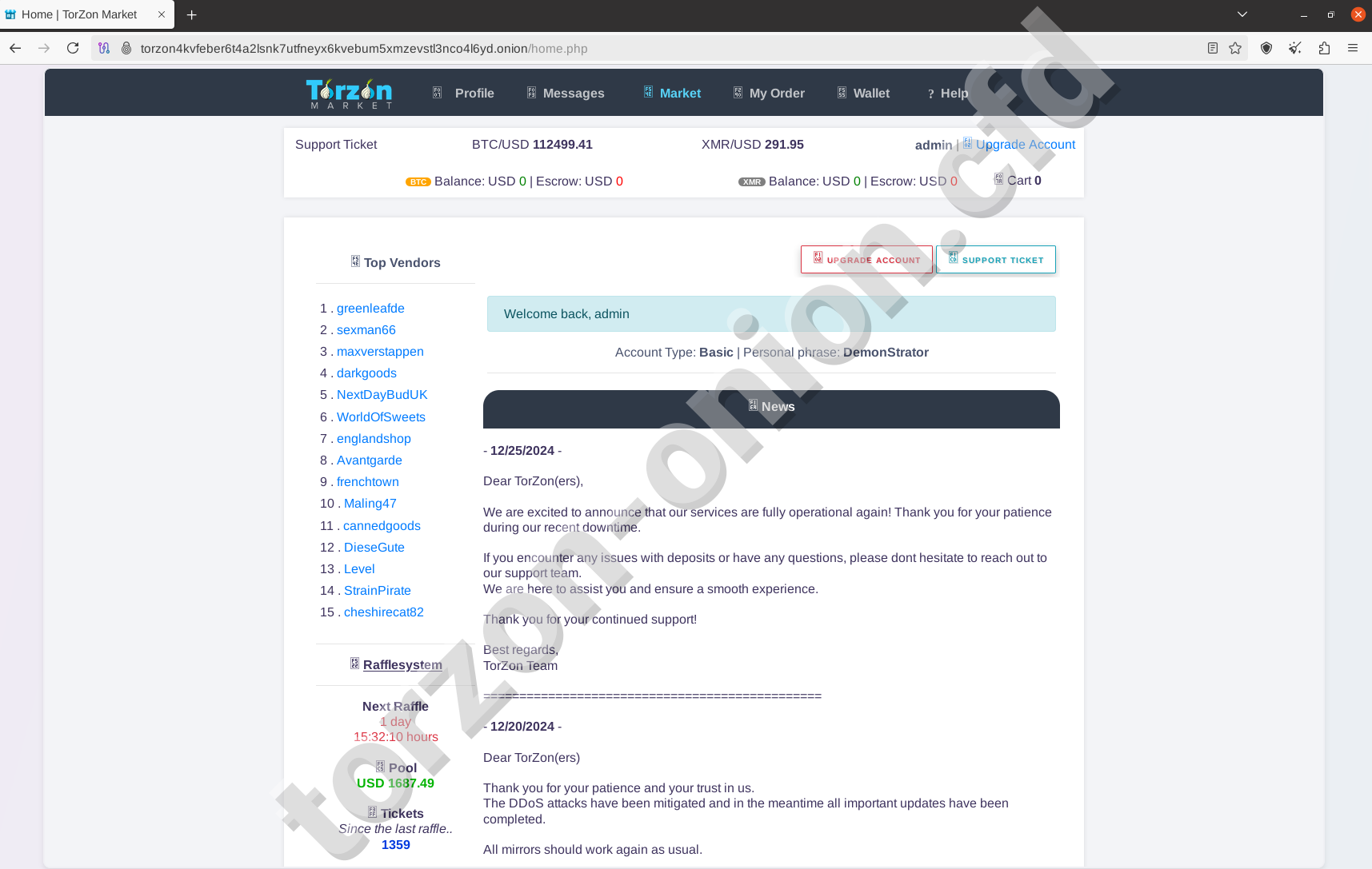 Torzon Darknet Market Homepage